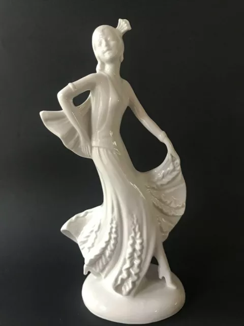 Vintage Art Deco Dancing Flapper Lady Girl Porcelain Figurine 8.5”