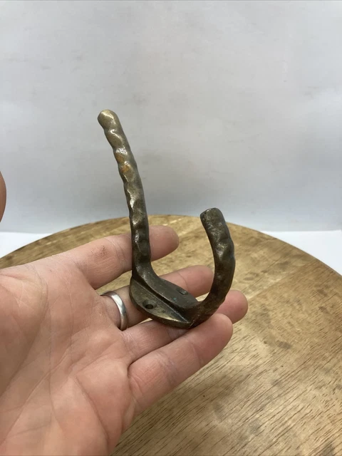 Single Coat Hook House Clothes Tree Bath Robe Brass Vintage Cast Iron 9