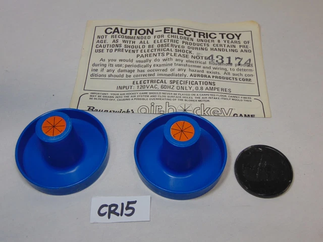 Vintage 1974 Aurora Air Hockey Game Replacement Parts 2 Goilies & 1 Puck