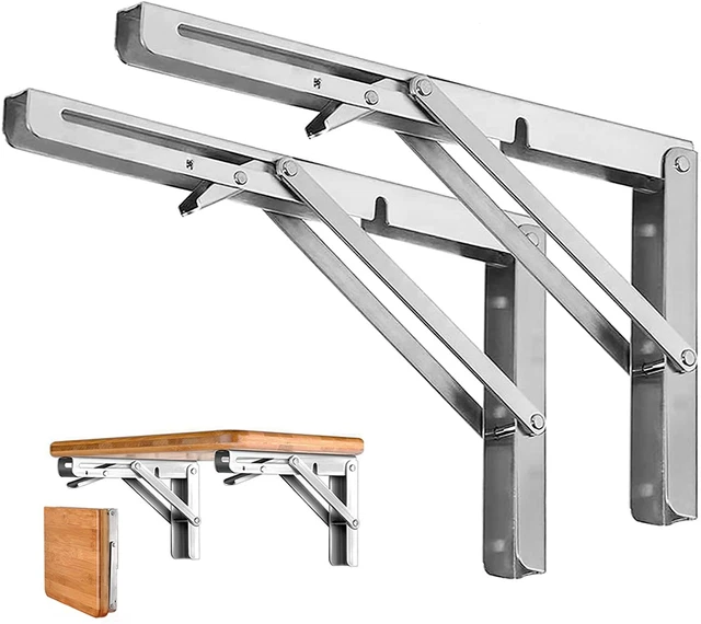 FOLDING SHELF BRACKETS Heavy Duty Stainless Steel Collapsible Shelf