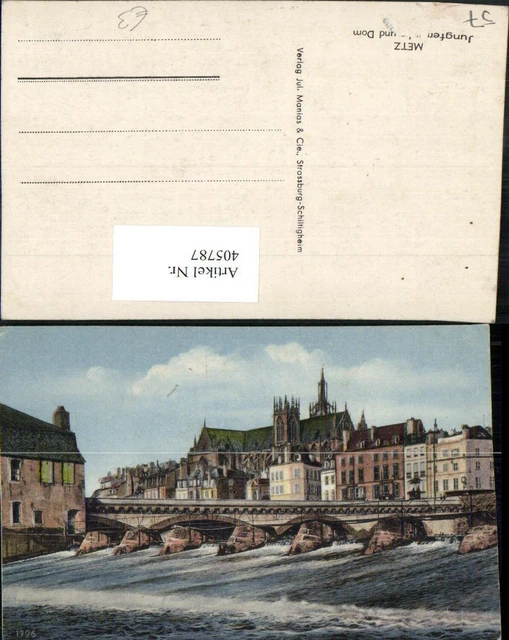 405787,Lothringen Moselle Metz Jungfernbrücke Brücke und Dom Kirche