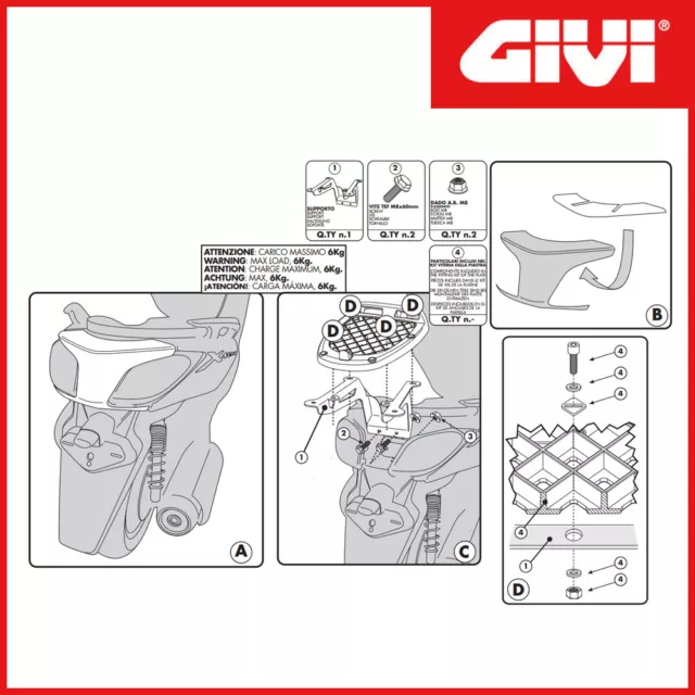 Portapacchi Monolock [Givi] - Yamaha X-Max 125 / 250 (2010-2013) - Cod.sr370M