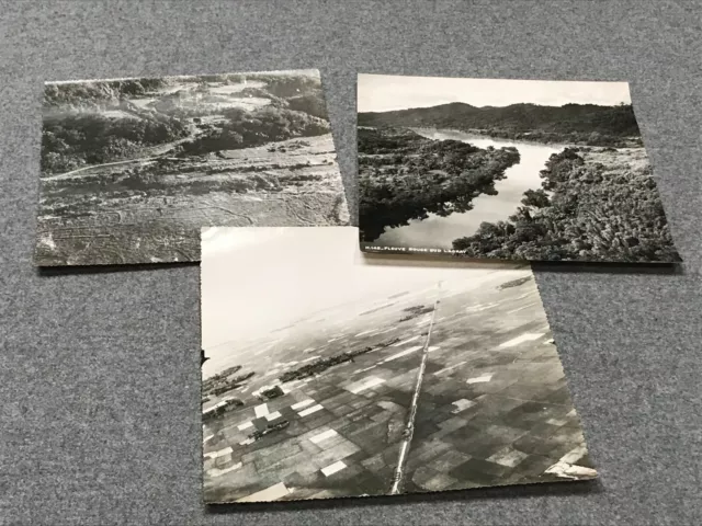 3 Photos aériennes, guerre d'Indochine, Fleuve Rouge, routes, rizières,  1950.