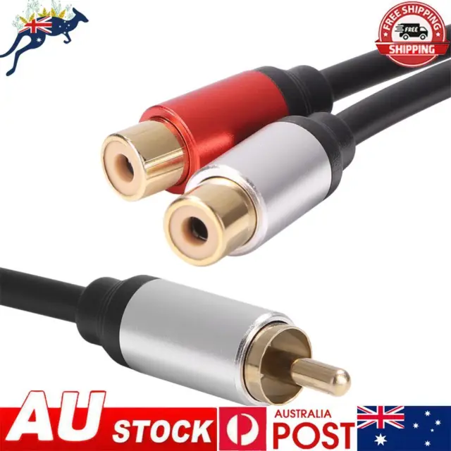 1 Male to 2 Female Adapter RCA to 2-RCA Y Splitter Cable for Audio Amplifier