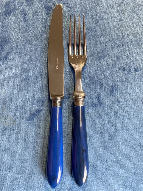 Vintage LAURE JAPY silverware Stainless FORK & KNIFE set 2 piece lot