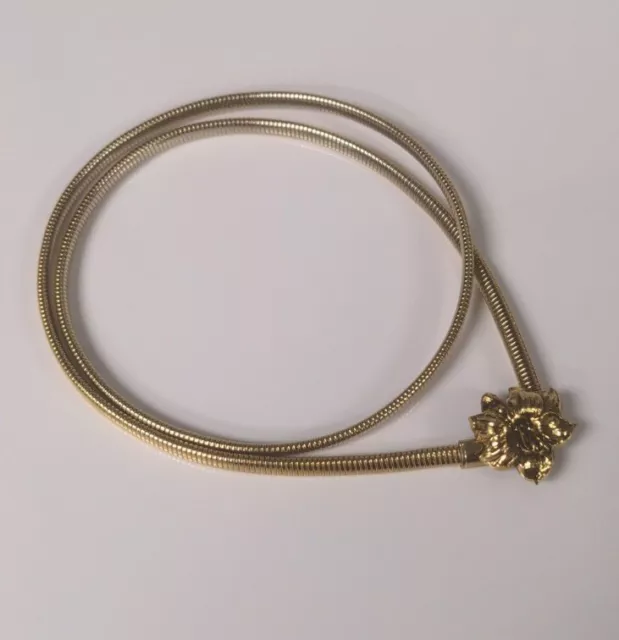 Vintage Gold Tone Coin Necklace or Belt With Floral Clasp 26"