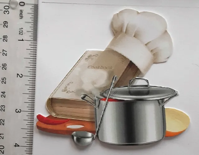 3D Chef Sombrero Cuchara Libro de cocina Guiso Olla de cocina Libro de recortes Embellecimiento 3635