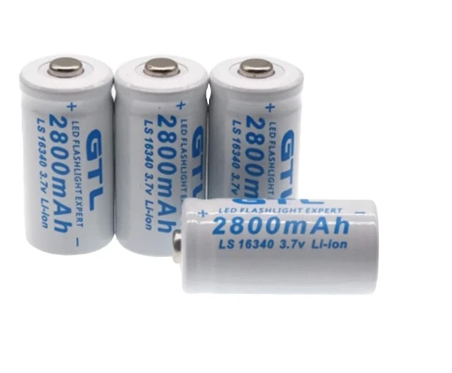 Garberiel 16340 RCR123A Rechargeable Batteries - 3.7V 2800mAh Li-Ion With Charger