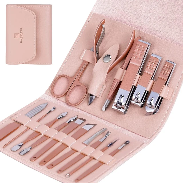 Tagliaunghie Set Professionale 16 in 1 Acciaio Inox Set Cura Unghie Manicure