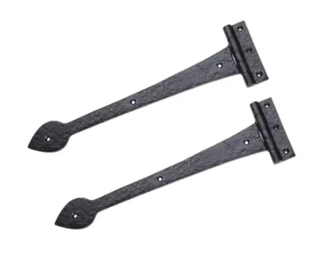 Spear Head Hinges 300mm 12" Black Gate Door Fence Cast Iron Black Pair