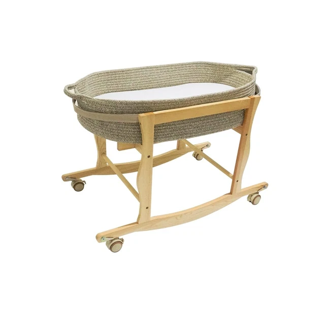 ECOADE Moses Basket Stand, Baby Moses Basket Rocker Stand - Natural Wood