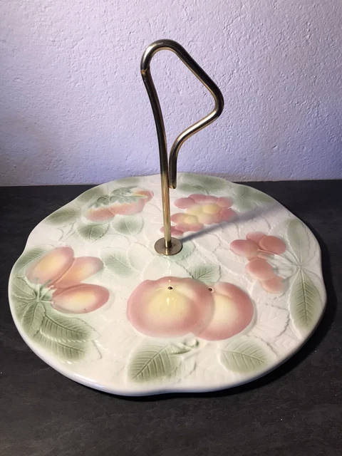 Ancien Plateau à Fromage Salins Trouville, Décor Cerf Et Forêt – Porcelaine Blanche Vintage