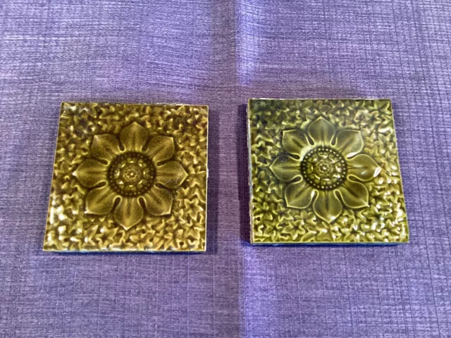 2 Minton Hollins Tiles 4 1/2 X 4 1/2