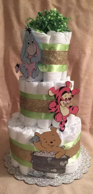 Baby Winnie the Pooh Baby Shower Centerpiece- Diaper Cake-GENDER NEUTRAL