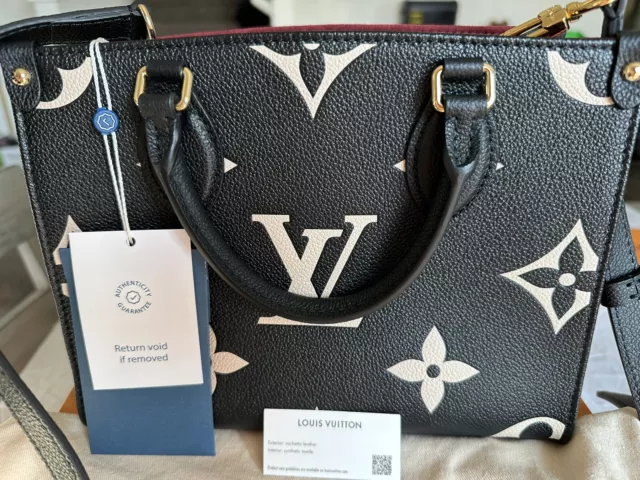 Louis Vuitton ONTHEGO PM M45659 Black Beige Embossed Leather Shoulder Bag