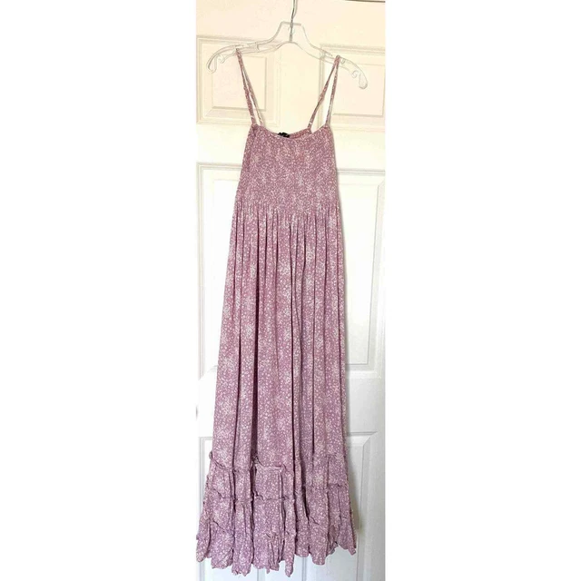 Lulu's Cottage Core Side Cut Out Floral Maxi Dress Purple Size Small NEW