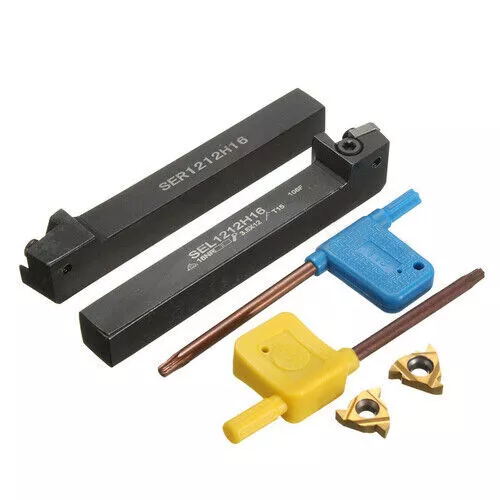 2pcs 16ER/IR AG60 Inserts + SEL1212H16 + SER1212H16 Lathe Turning Tool Holder