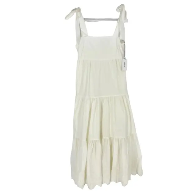 Jason Wu Womens Eyelet Tiered Midi Dress Size M Off white Cotton Boho  NWT $248
