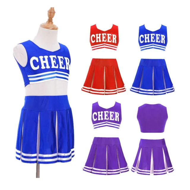 Costume uniforme cheerleading ragazza top + gonna pieghevole abiti cosplay set festa 2