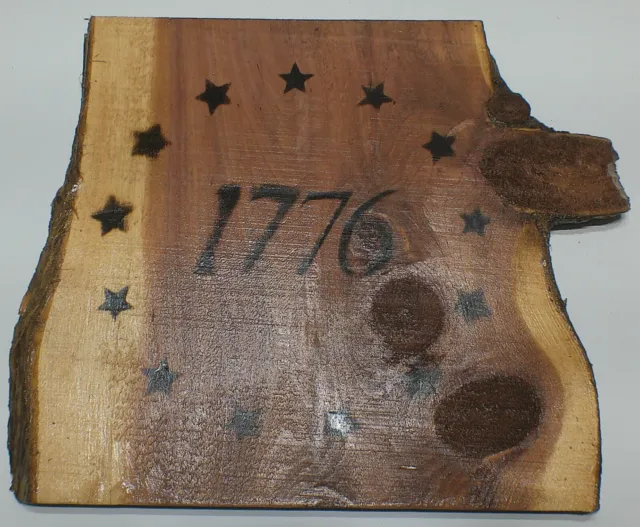 RED CEDAR Wood Burnt Wall Art 1776 America 13 Colonies Design Decor SHIPs FREE!