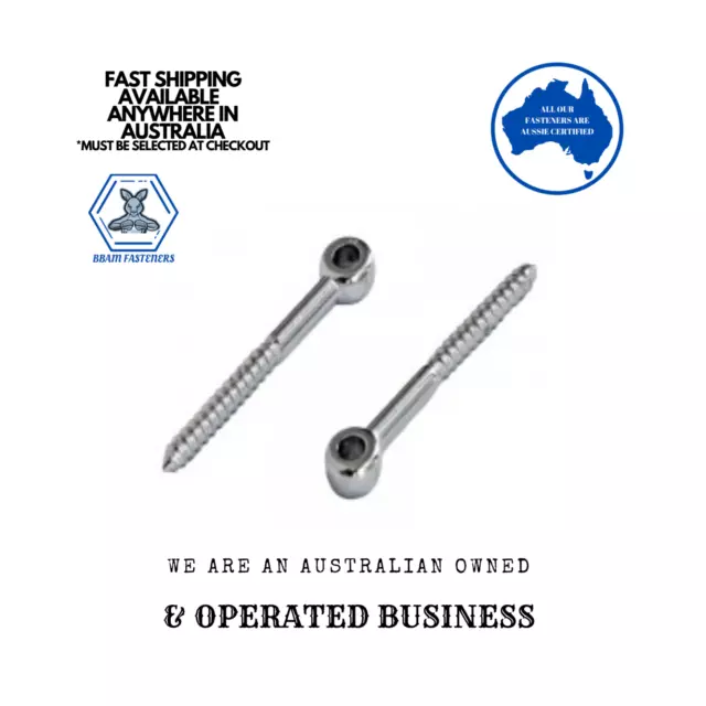 Screw Eye Lag Screw Balustrade 316 Marine Stainless Steel