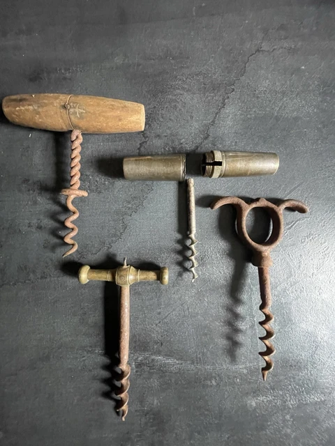 Former Tire Bouchon Cep De Vigne 1940s, Wooden and Antique Corkscrew, Made in France