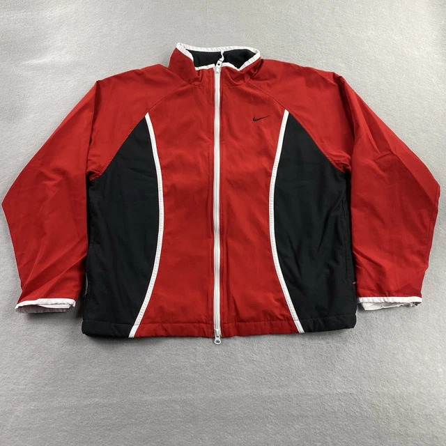 Vintage Nike Track Suit Youth Large 12/14 Red Black Zip Jacket Pull On Pants