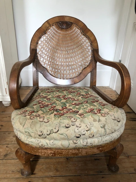 Original Art Deco Walnut Bergere Suite.