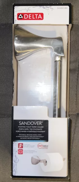 Delta Sandover Spot shield Brushed Nickel Wall Mount Pivot Toilet Paper Holder🧻