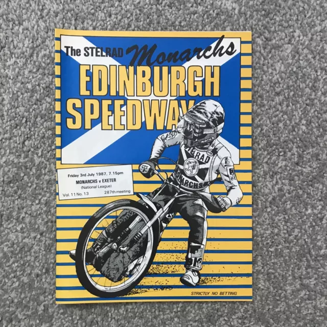 Edinburgh V Exeter Speedway Programme 03/07/87