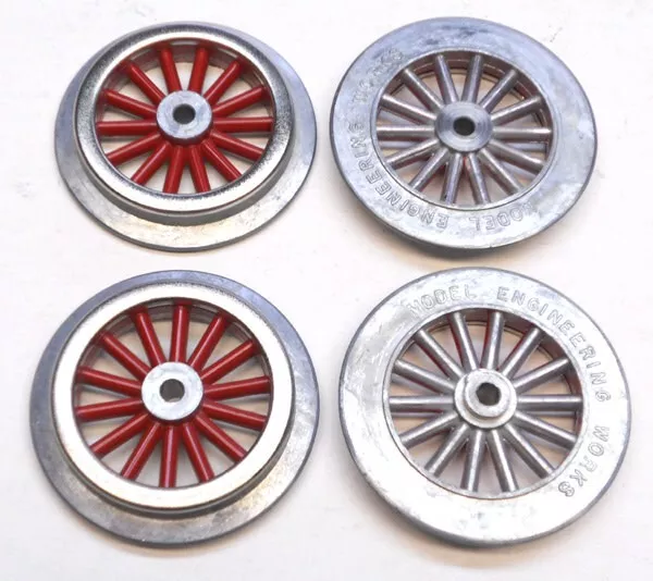 AW1000 American Flyer Electric Wheel Set, Wide Gauge, Red, 4pcs. 2 1/2" D, MEW