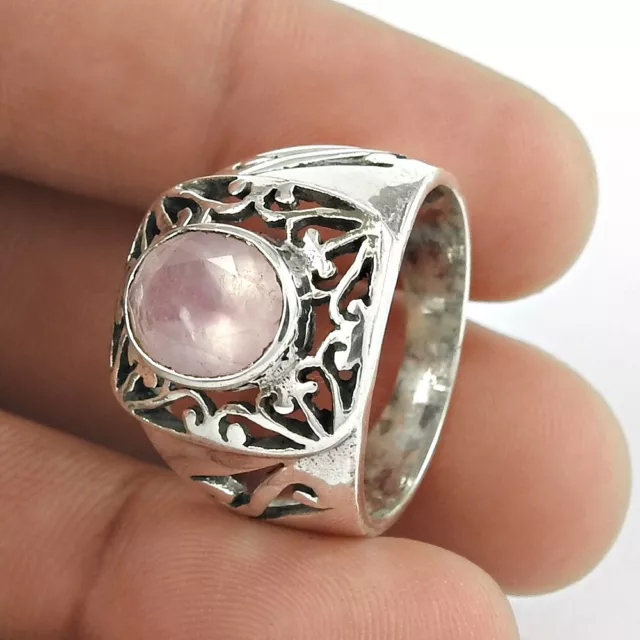 Natürlich Rose Quarz Edelstein Cocktail Boho Ringgröße 9 925 Silber H14