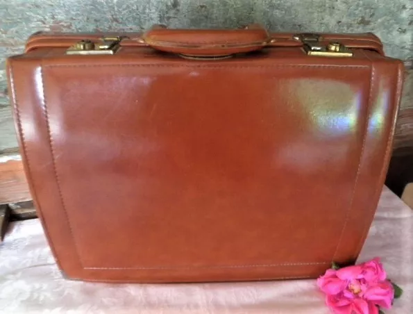 Vintage Briefcase Tosca Melbourne Faux Leather Vinyl Lrg Brown Bag Attache Case