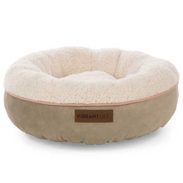 Donut Plush Pet Dog Cat Bed Fluffy Soft Warm Calming Bed Sleeping Kennel Nest