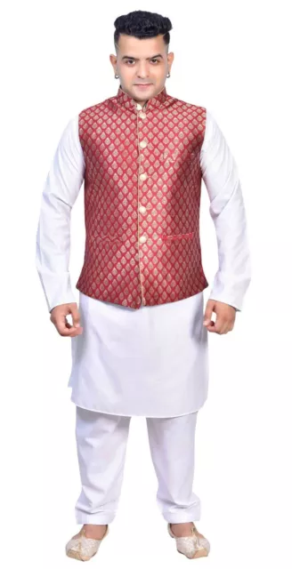 Men's Brocade Printed Asian Bollywood Wedding Waistcoat Jacket Only 1028 UK 2