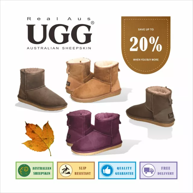 UGG Real Aus 100% Australian Sheepskin Wool Unisex Men Women Boots Chocolate