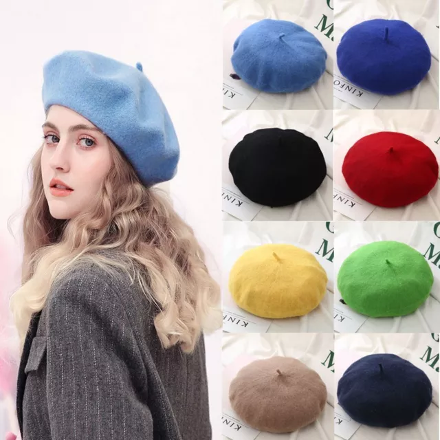 Women Vintage French Style Beret Hat Soft Wool Warm Winter Autumn Beanie Cap