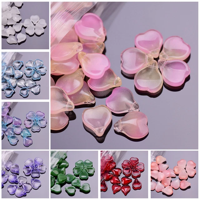 10 Stück Lampwork Blütenblatt 15x12mm Kristall Glas Lose Anhänger Perlen