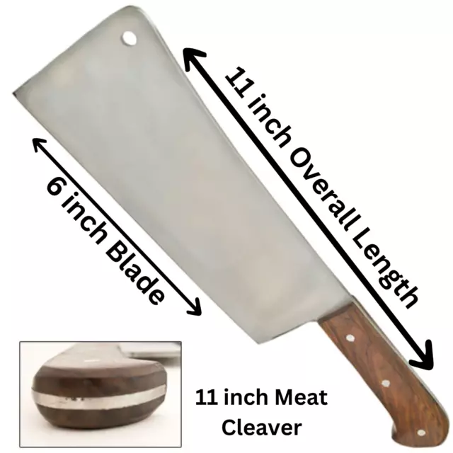 Heavy Duty Meat Cleaver with Full Tang Blade - Wooden Handle