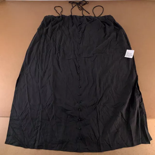 ASOS Curve Women's Size 22 Black Elastic Waist Side Slit Full Midi Skirt NWT