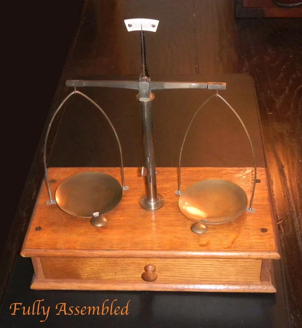 Maw & Sons Antique English Apothecary/Jeweler's Transportable Brass Beam Scale