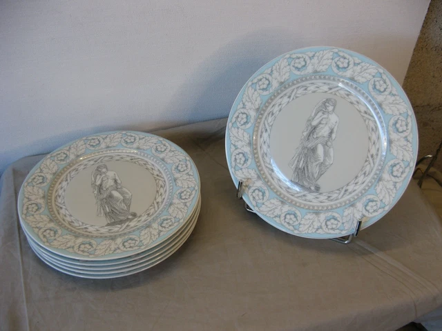 Lot De 6 Assiettes GENEVIEVE LETHU 1994 ARCHEOS - Porcelaine, Diamètre 26,3 Cm