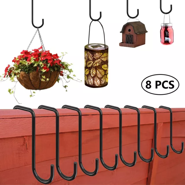 8Pc Garden Post Fence Hooks for Bird Feeders Plant Pot Basket Solar Light Hanger