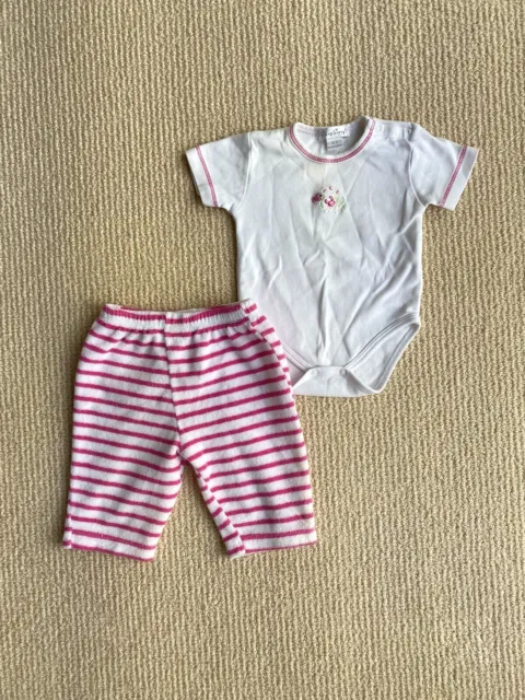 Kissy Kissy Baby Girl Pink & White Sea Animal Bodysuit Outfit Terry Cloth Pants