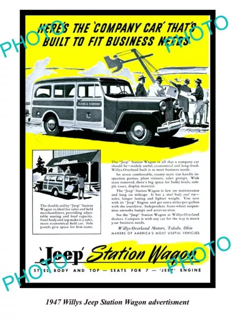 OLD 8x6 HISTORIC PHOTO OF 1947 WILLYS JEEP ADVERTISMENT STATION WAGON 2