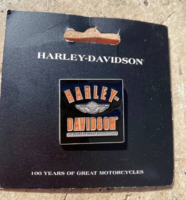 NEW! Harley Davidson 100th Anniversary Varsity Pewter Pin. Still on card. 