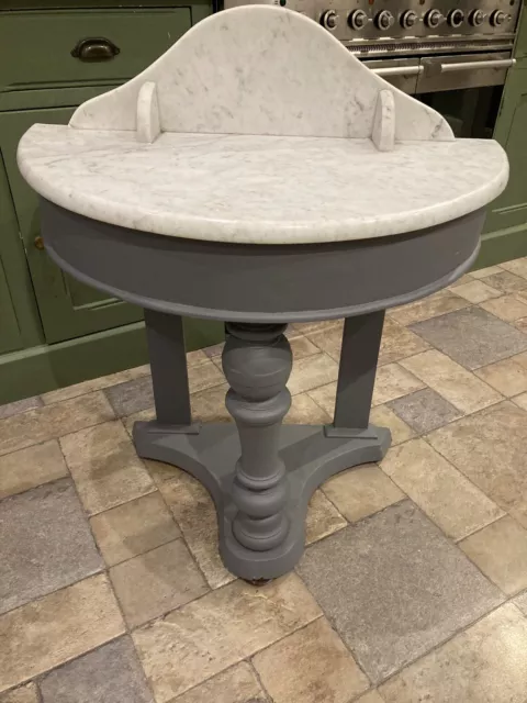 halfmoon marble top hall/side table