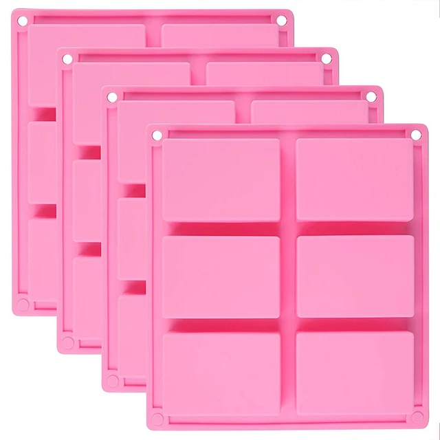 4Er Pack Silikon Seifenformen - 6 Hohlraum Rechteck DIY Seifenformen für Ku B2I6