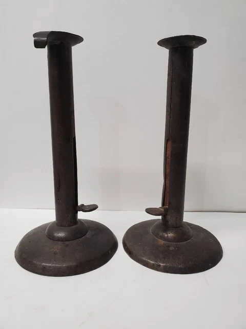 2 Antique Early 19th Century Hogscraper Candlestick Holder