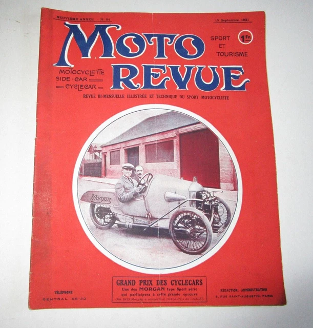 Moto Revue N°89 De Décembre 1921 - Magazine Vintage, Course De Côte De Gometz, Cyclecar G.A.R, Occasion !